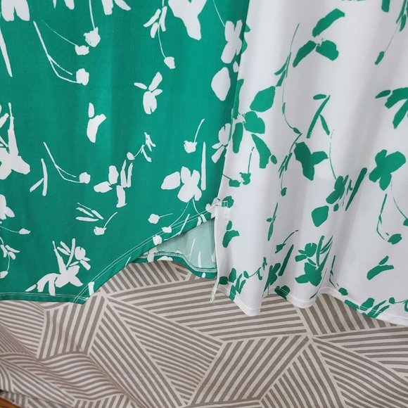 Alfani Color Block Size 8 Dress Slinky travel knit Stretch Party Floral Green - Picture 4 of 6